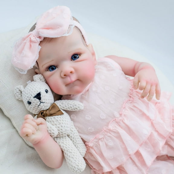 Adorable Reborn Baby Dolls, 18 inch Realistic Girl Vinyl Full Body Lifelike Newborn Baby Doll with Feeding Toy, Gift for Kids Age 3+