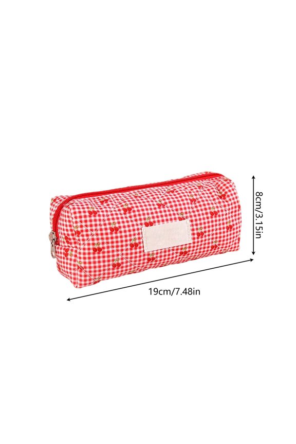 Adorable Red Multi-Purpose Zipper Pouch – Compact Cloth Organizer for Makeup Brushes, Pens & Travel Essentials, Versatile Portable Storage Bag