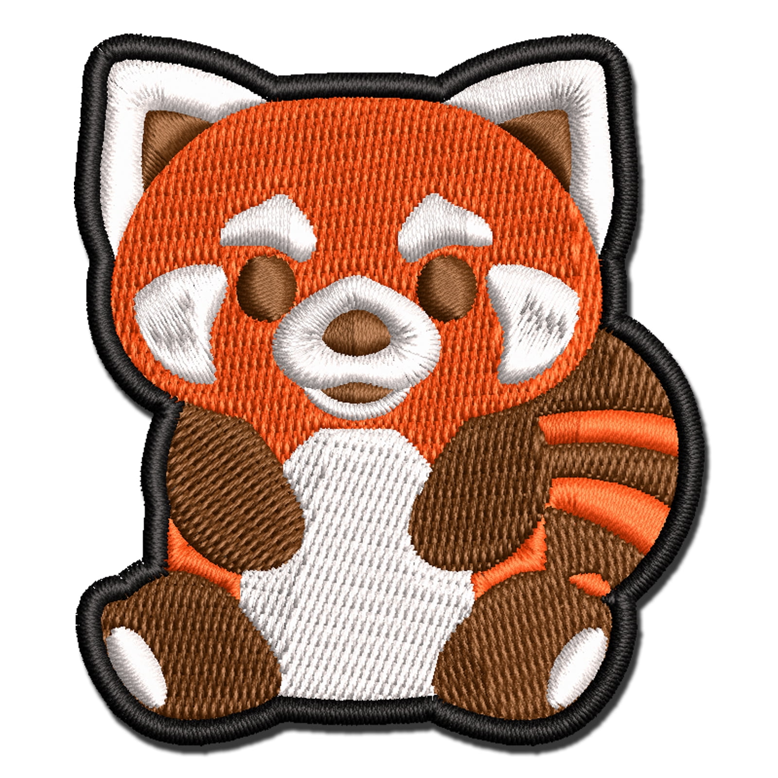 Adorable Red Panda Sitting Applique Multi-Color Embroidered Iron-On Patch - 3.5 Inch Large