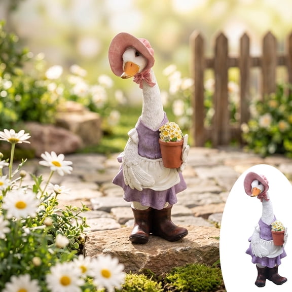 Adorable Resin Duck Figurine, Anti Fade Waterproof Desktop Ornament, Weighted Base Stable Craft Statue, Versatile Photo Prop Holiday Gift for Living Room Entryway Bedroom Easter Home Decor