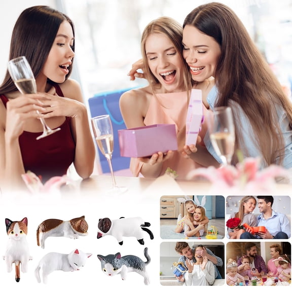 Adorable Resin Mini Cat Easter Decor, Easter Decor for Car Home Desk Display, Easter Cat Figurines for Holiday Decoration