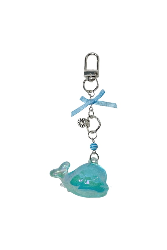 Adorable Resin Whale Keychain Featuring Multicolor Beads Stylish Accessory