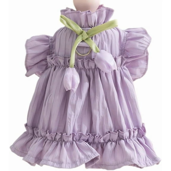 Adorable Ruffles Dog Dress with Bow Cute Pet Clothes for Small Medium Dogs Summer Pet Skirt Soft Breathable