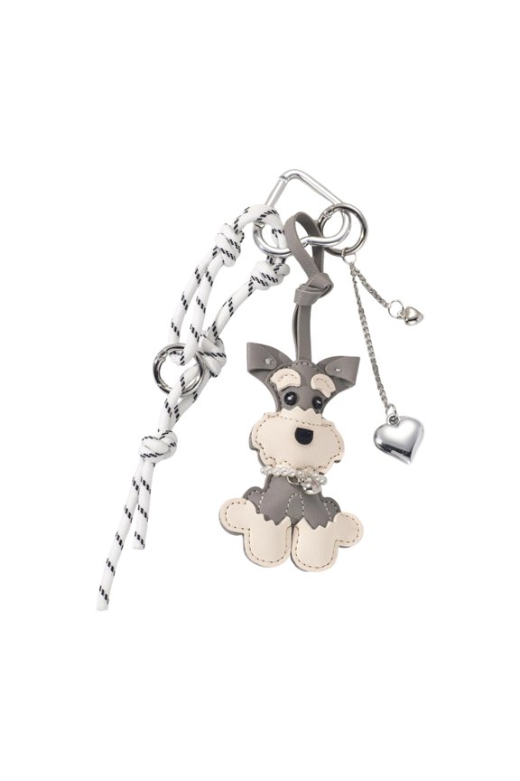 Adorable Schnauzer Dog Keychain Braided Love PU Alloy Stylish Couple Gift