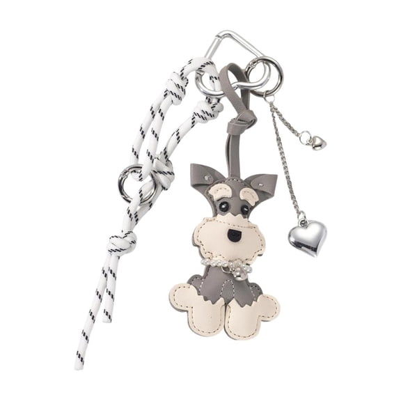 Adorable Schnauzer Dog Keychain Braided Love PU Alloy Stylish Couple Gift