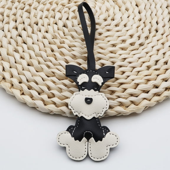 Adorable Schnauzer Keychain - Durable PU Leather Animal Pendant for Bags, Backpacks & Car Keys