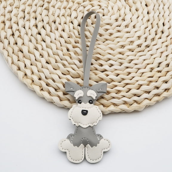 Adorable Schnauzer Keychain - Durable PU Leather Animal Pendant for Bags, Backpacks & Car Keys