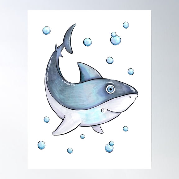Adorable Shark Poster Wall Art Modern Wall Decor For Living Room Bedroom