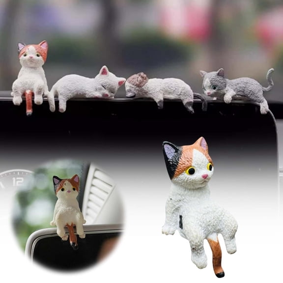 Adorable Sleepy Cat Ornament Cute Cartoon Plop Doll Decoration for Car Interior Center Display Novelty Automotive Accessory