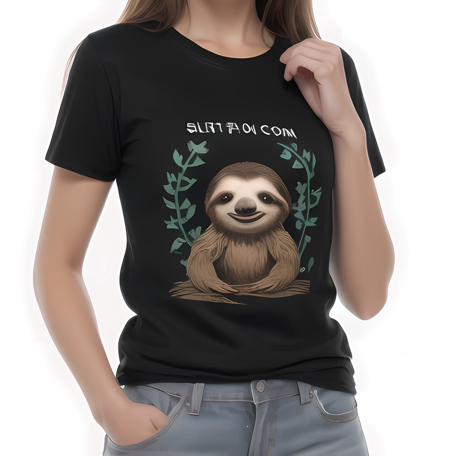 Adorable Sloth BLOPENI Thumbnails Graphic Black T-Shirt Cute Sloth ...