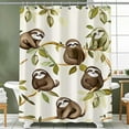 Adorable Sloth Print Shower Curtain Cute Bathroom Decor White