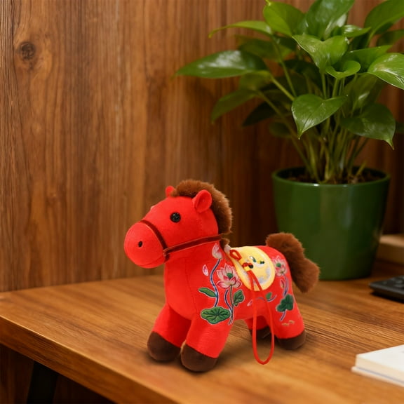 Adorable Small Pony Hanging Figurine, Stuffed Animal for Bedroom, Perfect Birthday & Creative Gift, Soft Animal Toy for Room Decor, Festival Horse Decoration Red 4.72 Inch (1Pcs)
