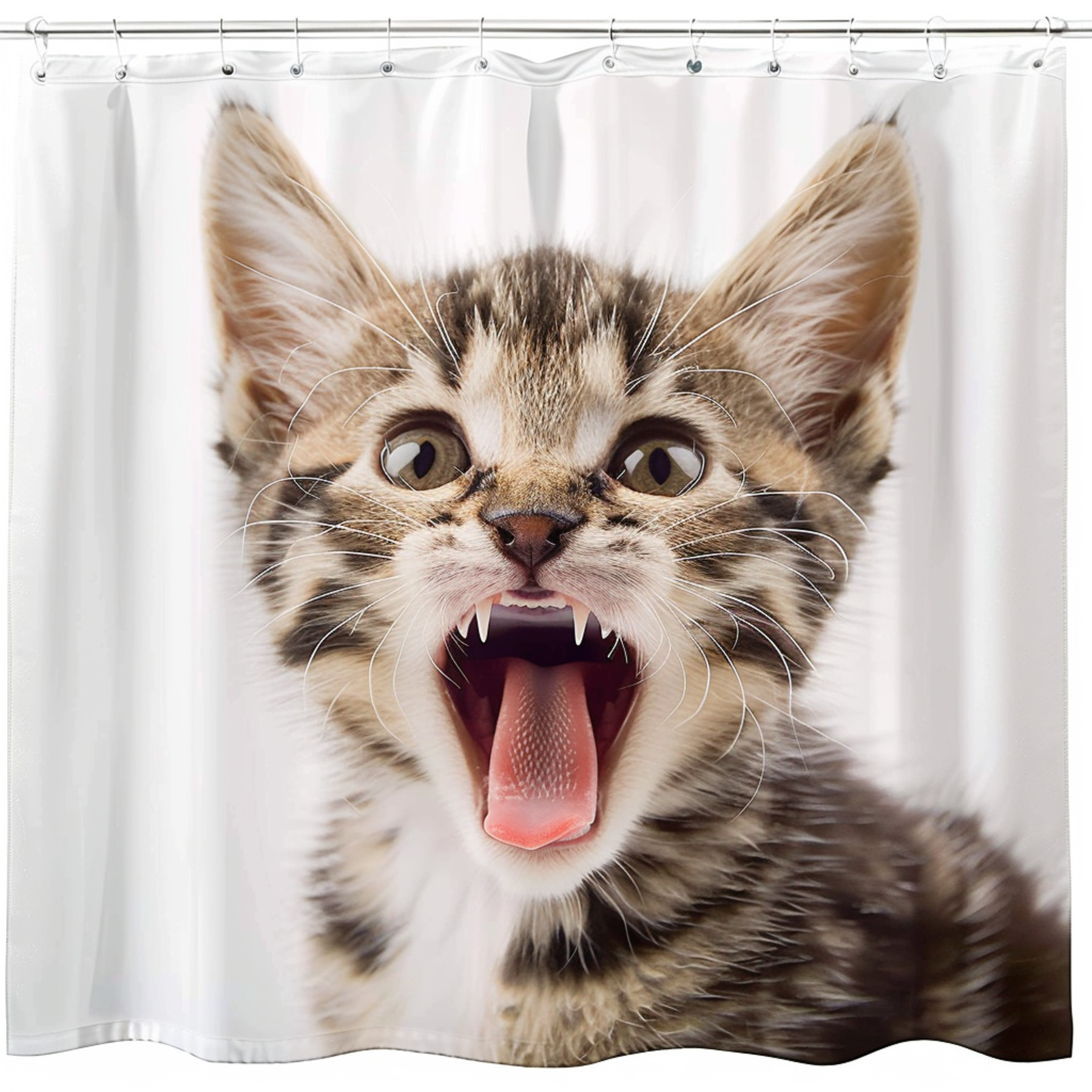 Adorable Smiling Kitten Sticking Out Tongue Shower Curtain Ultra