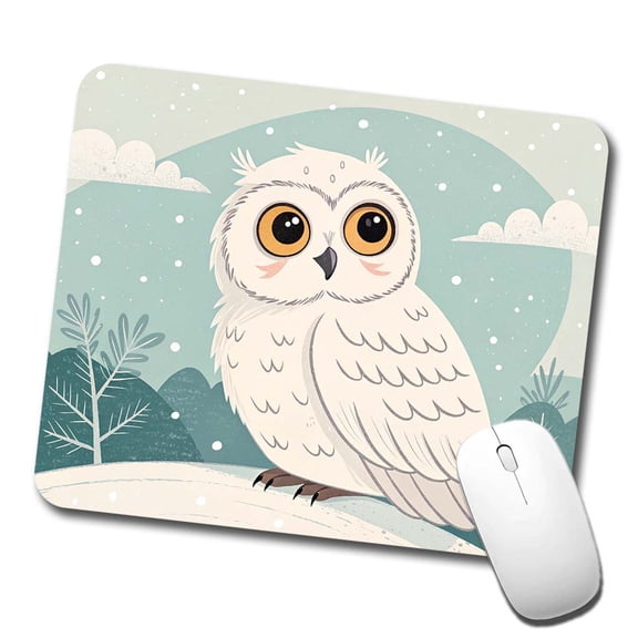 Adorable Snowy Owl Mouse Pad Low Profile Gaming Mat