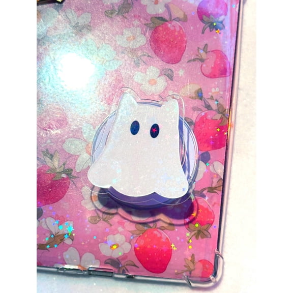 Adorable Sparkly Ghost MagSafe Grip  Halloween Fall Aesthetic Holder Stand for iPhone, iPad &