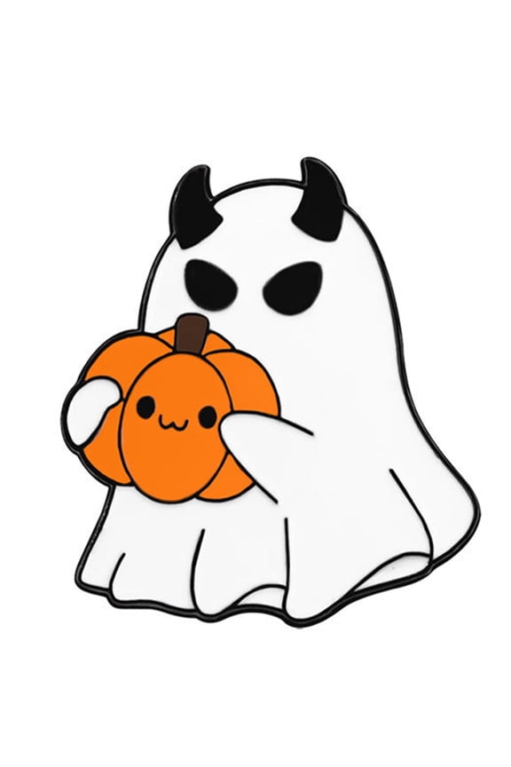 Adorable Specters Pin With Pumpkin Charm Costume Party Jewelry Item