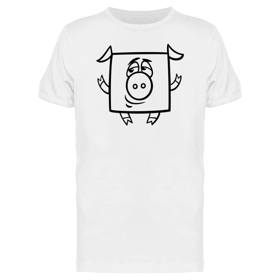 Adorable Square Pig Cartoon Tee Men's -Image by Shutterstock
