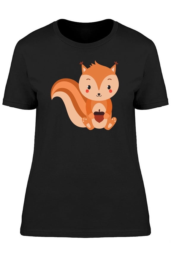 Adorable Squirrel Cute Cartoon T-Shirt Women -Image by Shutterstock, Female x-Large