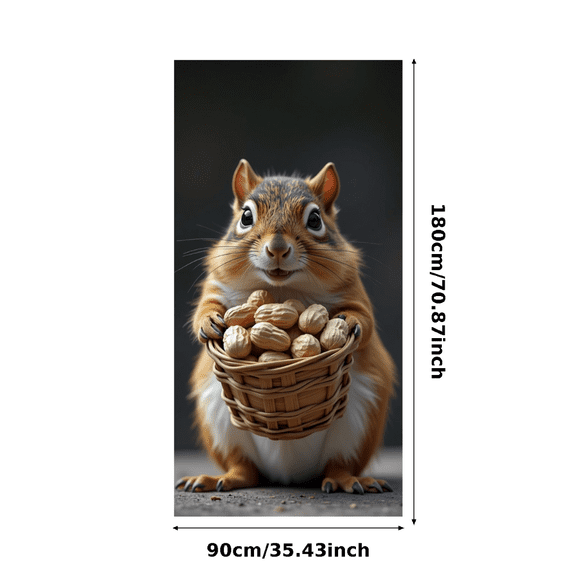 Adorable Squirrel Holding Basket of Peanuts Banner Background Party Decorations for Photo Booths Family Gatherings Children Parties