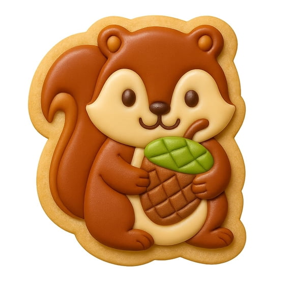 Adorable Squirrel w/Pinecone Cookie Cutter - 4x3.48" Kids Party Set