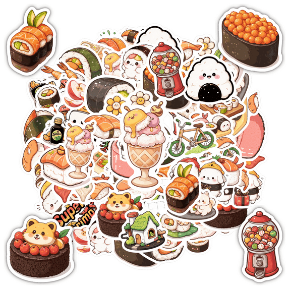 Adorable Stickers Food Stationery Stickers Cute Graffiti Decals for Laptops Notebooks Suitcases