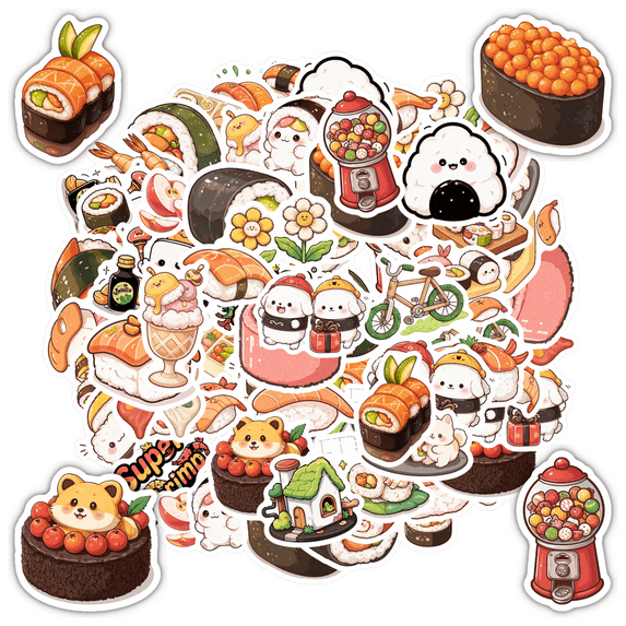 Adorable Stickers Food Stationery Stickers Cute Graffiti Decals for Laptops Notebooks Suitcases