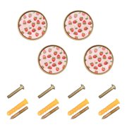Adorable Strawberries Cabinet Knobs Sets Kitchen Pulls Dresser Drawer Handles Hardware Decorate for Bathroom Wardrobe Closet Knob 4 Packs