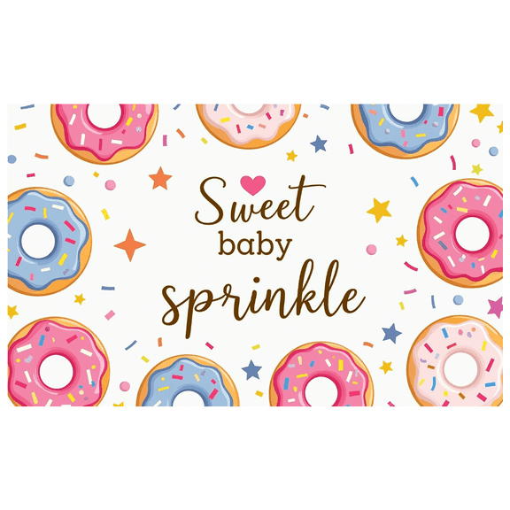 Adorable Sweet Baby Sprinkle Themed Banner with Colorful Donuts Stars and Confetti Background Party Decoration Baby Shower Event Supplies Photography Props