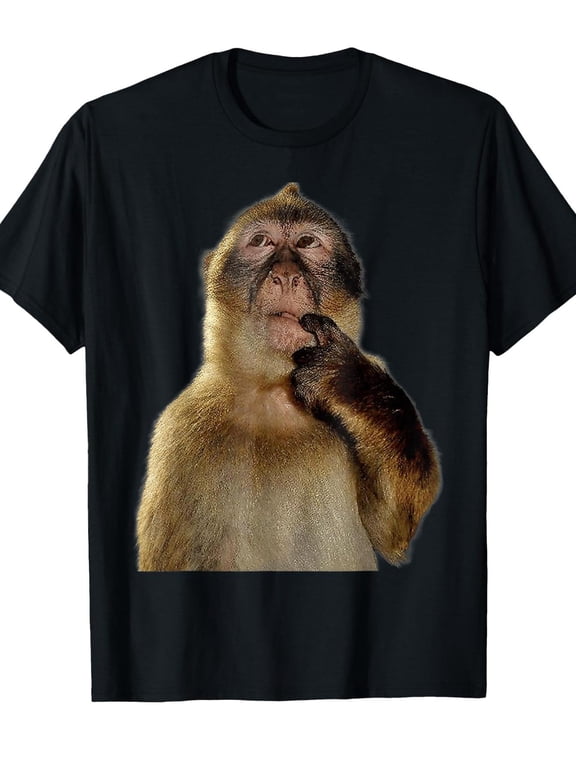 Adorable T-Shirt Featuring a Humorous Thinking Monkey Meme