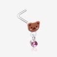 thumbnail image 1 of Adorable Teddy Bear Sparkle Dangle L-Shaped Nose Ring, 1 of 5