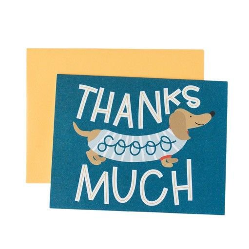 Adorable Thank You Card featuring Dachshund Design – "Thanks Much" – Blank Inside with Envelope – Perfect for Expressing Gratitude and Appreciation