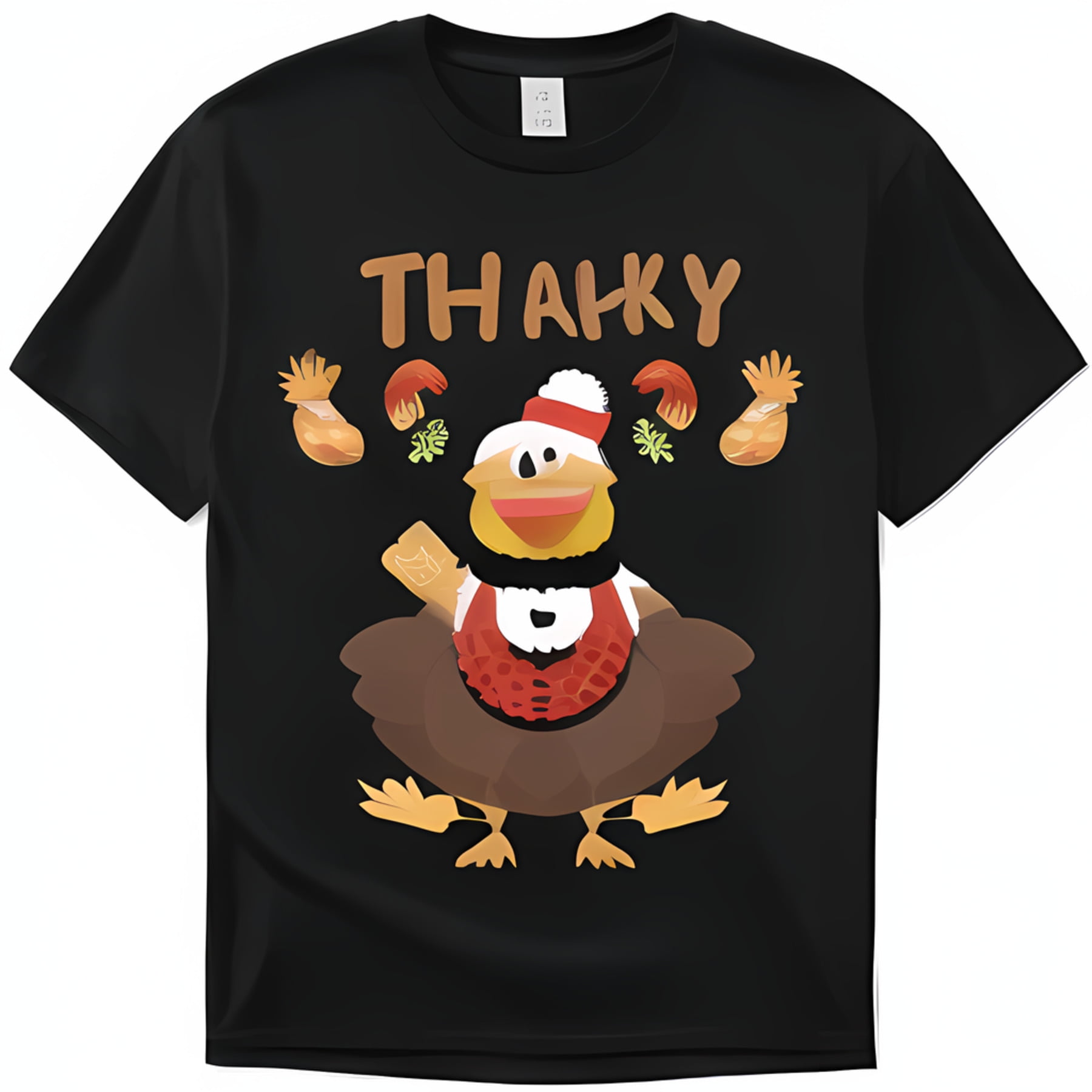 Adorable Thanksgiving Turkey MascoTShirt Design Cute 'THANKY' Graphic