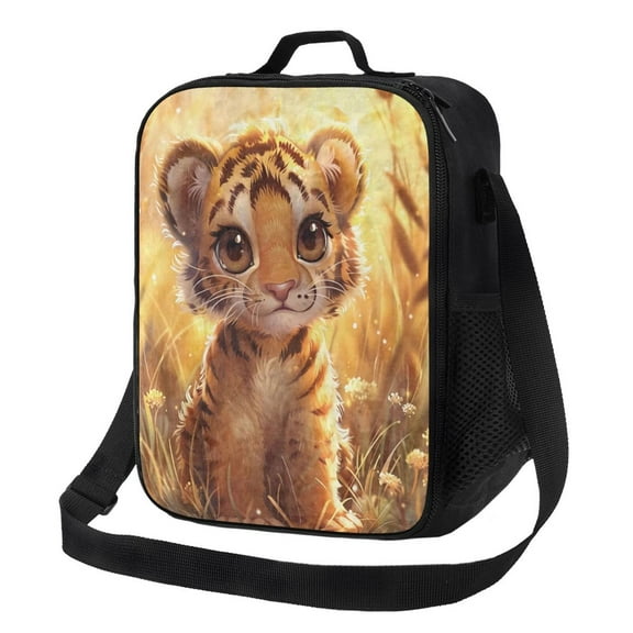 Adorable Tiger Insulated Thermal Lunch Bag Tote Leakproof Single Shoulder Strap Hand Carry, Lightweight Reusable Lunch Box Cooler One Size