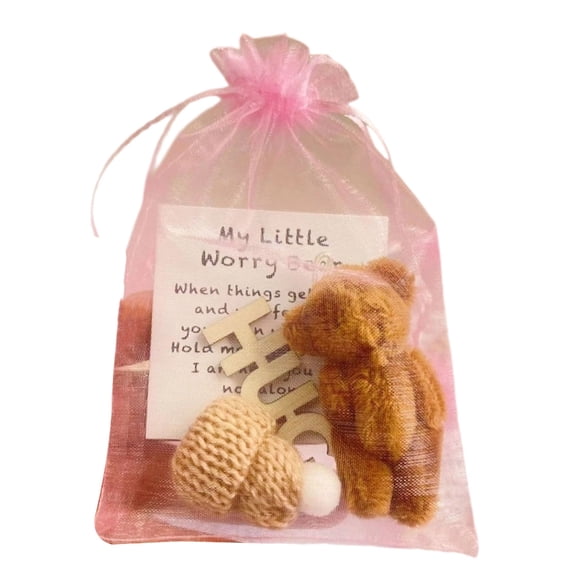 Adorable Tiny Plush Bear With Uplifting Card Soft Plush Pocket Stuffed ToyAn1ma1For Friend Home Decoration