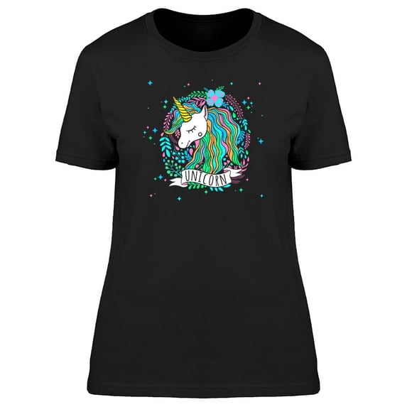 Adorable Trendy Floral Unicorn Tee Women's -Image by Shutterstock