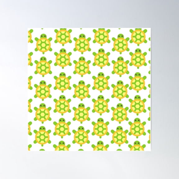 Adorable Turtle Babies Cute Reptile Tortoise Poster Wall Art, Modern Wall Decor For Living Room Bedroom, 30x30 UNFRAMED