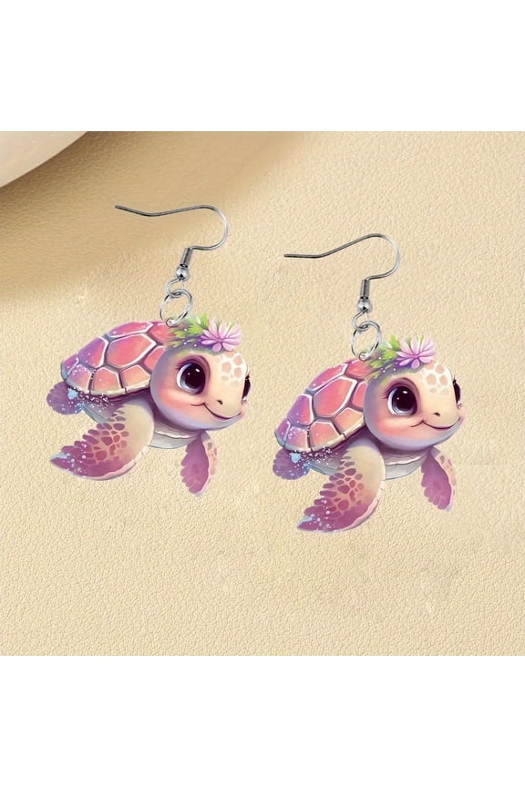 Adorable Turtle-Themed Creative Fashion Animal Pendant Earrings Suitable for Birthday Parties, Graduations, Christmas Gifts, And Versatile Jewelry Accessories.,Color