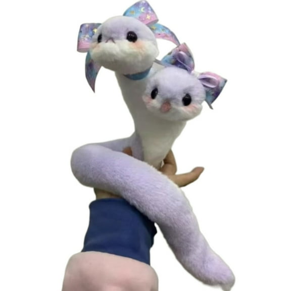 Adorable Two-Headed Cat Plush Toy with Bows, Soft Stuffed Animal for Kids, Unique Gift for Girls and Boys