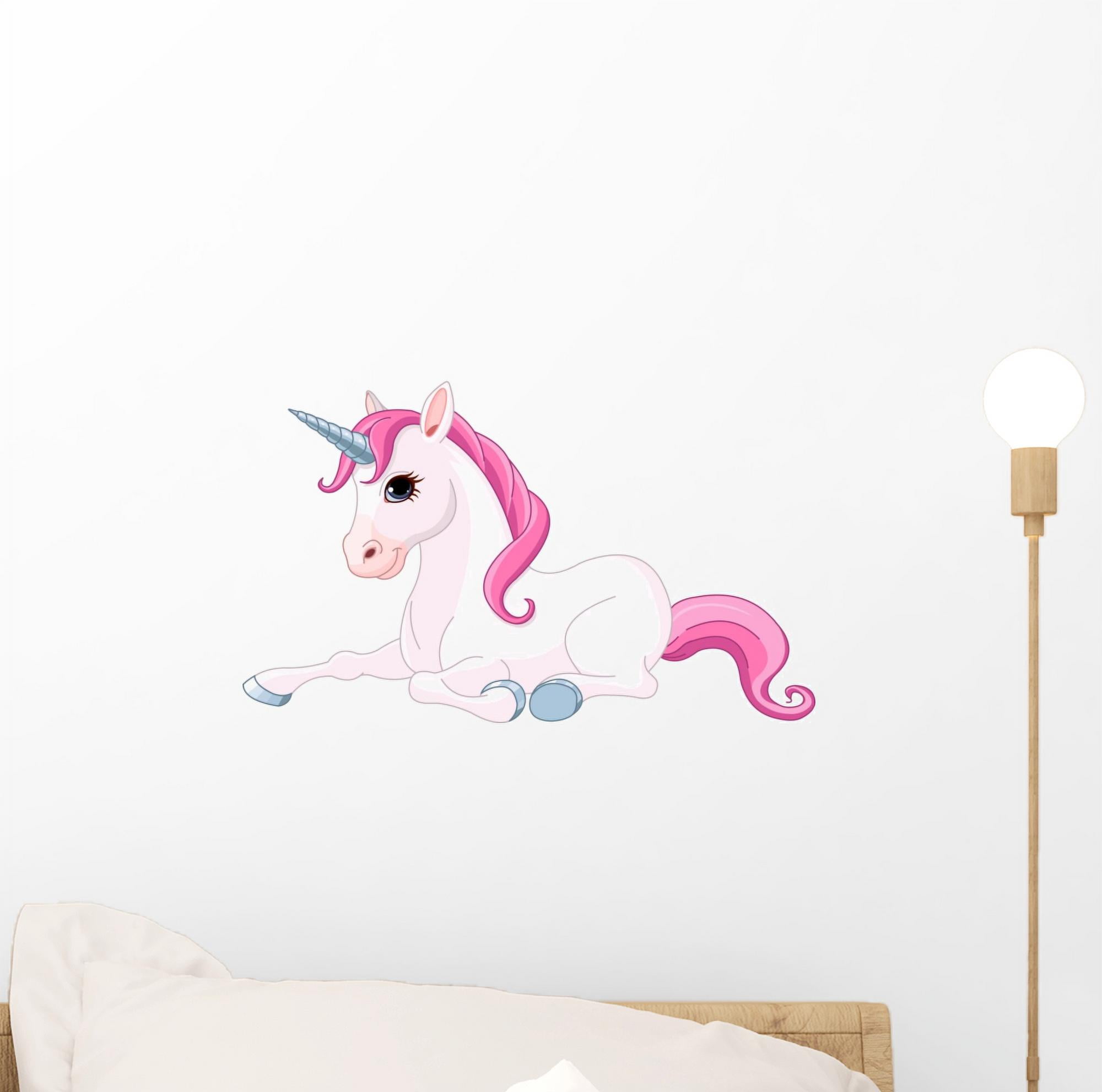 Adorable Unicorn Wall Decal Sticker by Wallmonkeys Vinyl Peel and Stick  Graphic for Girls (12 in W x 7 in H)