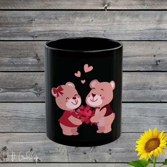Adorable Valentine's Mug with Sweet Bear Duo, Cozy Sips with Your Special Someone
