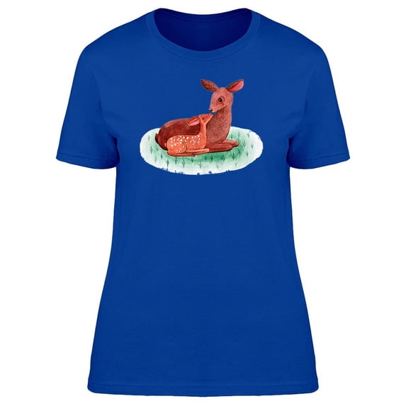 Adorable Watercolor Forest Deers T-Shirt Women -Image by Shutterstock, Female XX-Large