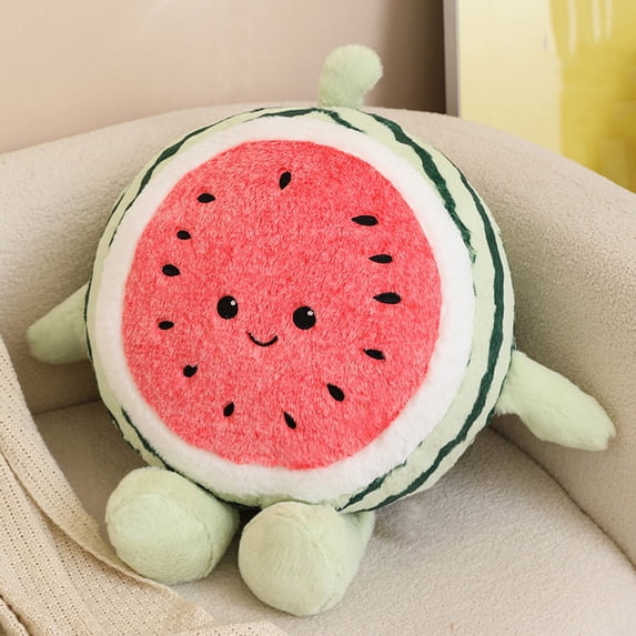 Adorable Watermelon Plush Toy Soft and Cuddly Stuffed Fruit Pillow for Kids and Adults, 12 Inches, Cute Gift Idea