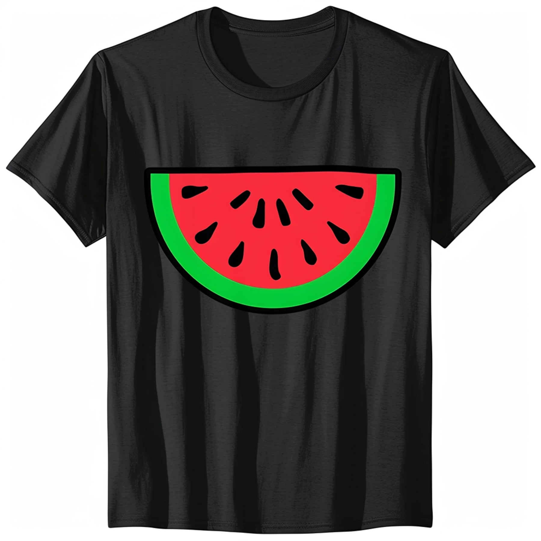 Adorable Watermelon Slice Design on Black Tee for Kids Fun and Playful ...