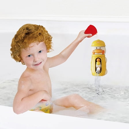 Adorable Waterwheel Bath Toy for Babies - Rotating Water Wheel Bathtub Toy Set with Interactive Spinning Fun, Safe Plastic for Infant & Toddler Bathtime,Yellow
