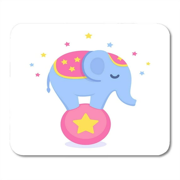 Adorable White Acrobat Cartoon Circus Elephant Balancing on Ball Cute and Funny Performance Act Mousepad Mouse Pad Mouse Mat 9x10 inch