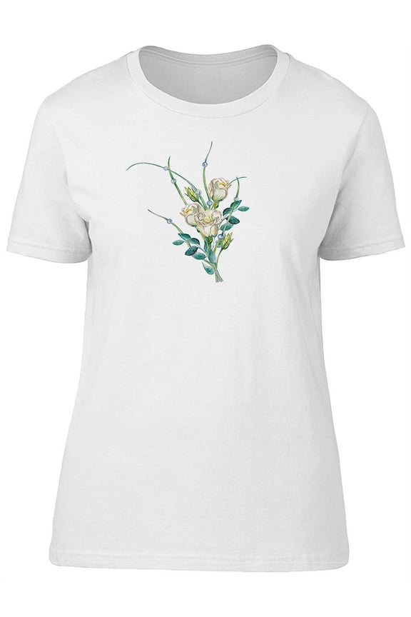 Adorable White Rose Flowers T-Shirt Women -Image by Shutterstock, Female Small