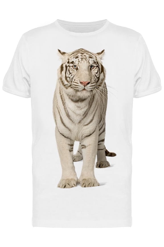Adorable White Tiger Standing T-Shirt Men -Image by Shutterstock, Male Small