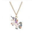 thumbnail image 1 of Adorable White Unicorn with Rainbow Colorful Hair Goldtone Trim Necklace Jewelry J-63-N, 1 of 5