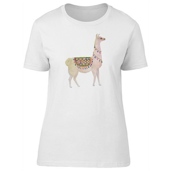 Adorable White Watercolor Llama T-Shirt Women -Image by Shutterstock, Female Small