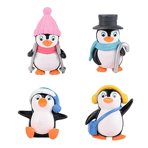 Adorable Winter Penguin Figurine Doll Desktop Ornament For Miniature Decorative Displays